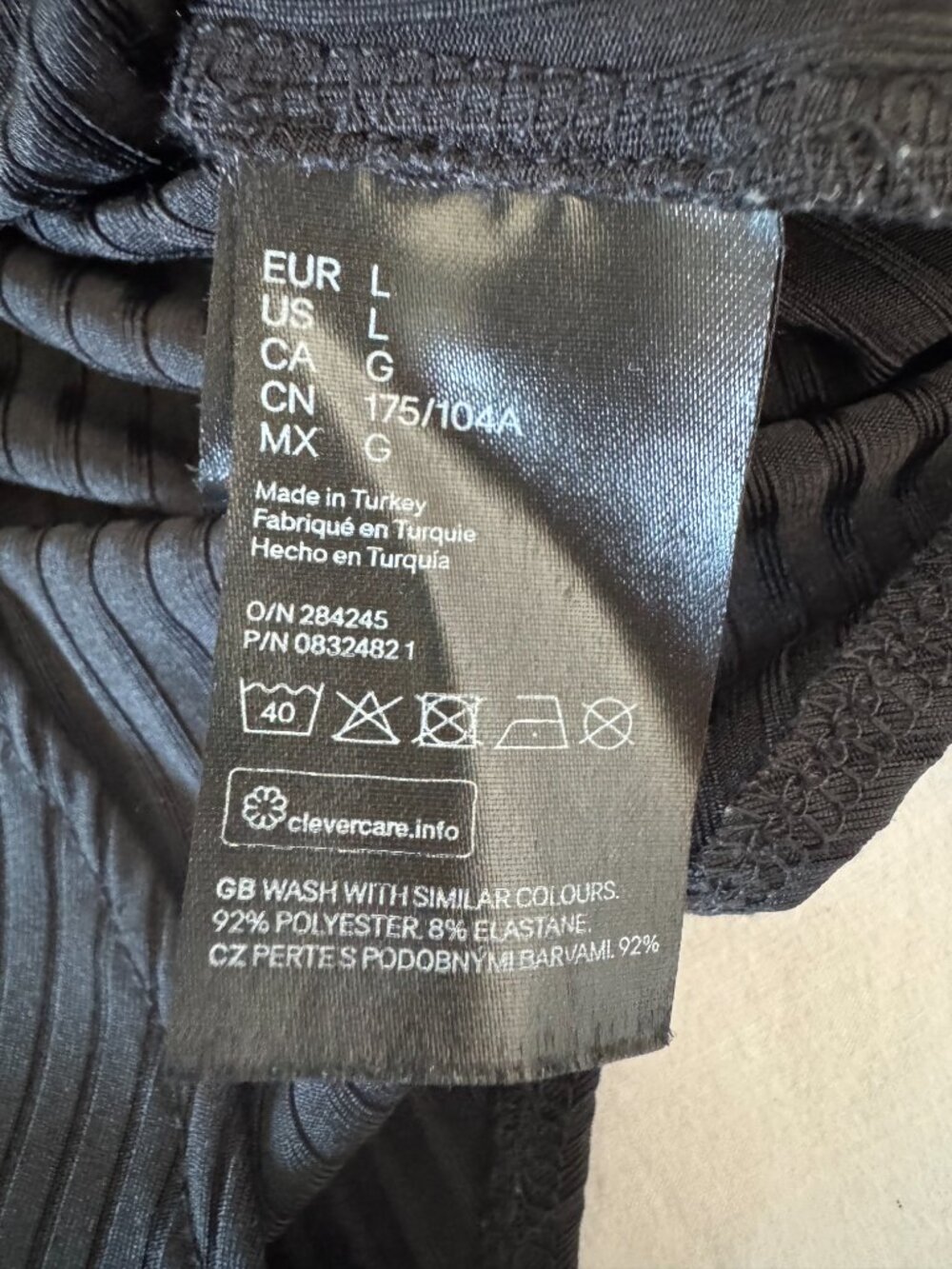 H&M Black Ribbed Button Front Bodysuit Tank Top Sz L - Picture 4 of 5